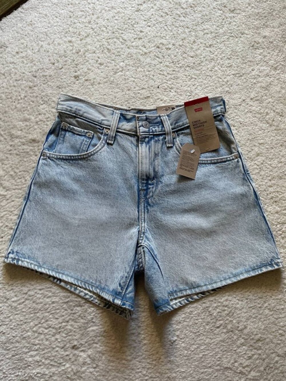 NWT Levi's Cinch High Rise Acid Wash Denim Shorts Size 25
